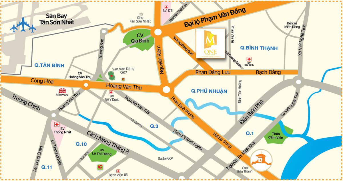Căn hộ M-one Gia Định - Gò Vấp có địa chỉ chính xác là số 12 đường Nguyễn Bỉnh Khiêm, Phường 1, Quận Gò Vấp.